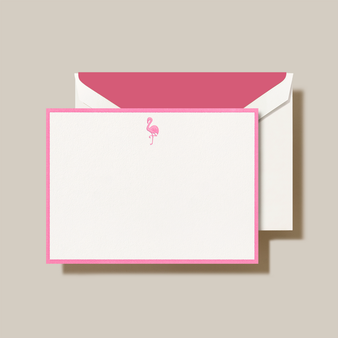 Crane 3 13/16" x 5 3/16" Cards &amp; Envelopes 10pk - Bordered Flamingo