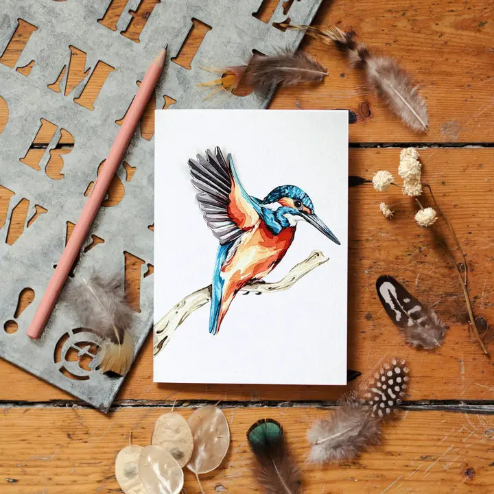 Kingfisher Pop Out Bird Watercolour Greetings Card