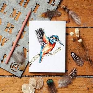 Kingfisher Pop Out Bird Watercolour Greetings Card