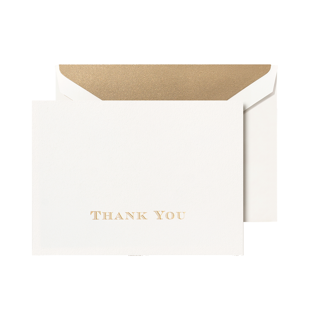 Crane 3 13/16" x 5 3/16" Cards &amp; Envelopes 10pk - Gold Thank You
