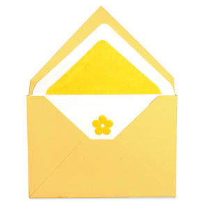Original Crown Mill First Engraved Note Cards Pochette - Yellow Blossom