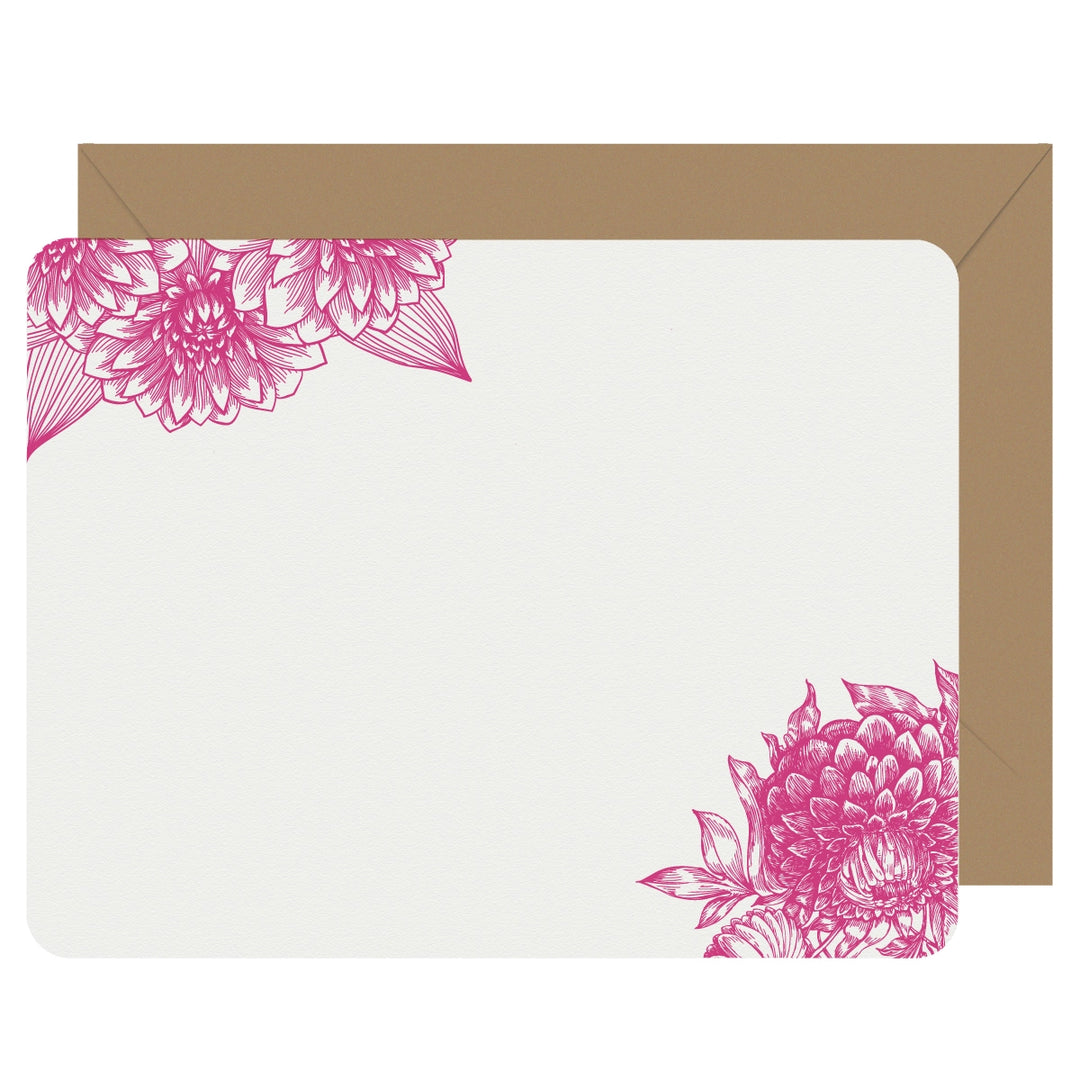 Letterpress Flat Note Card Set - Dahlia