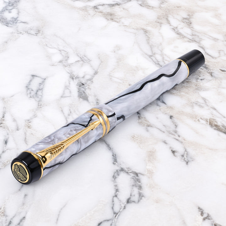 Parker Duofold Pearl And Black Fountain Pen