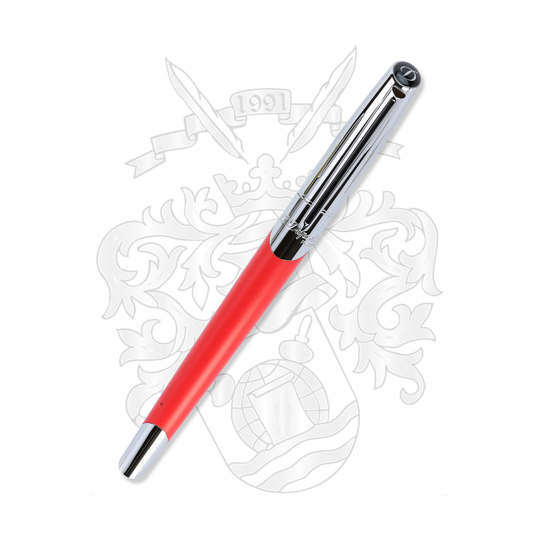 S.T. Dupont Défi Millenium Fountain Pen - Silver &amp; Matte Red