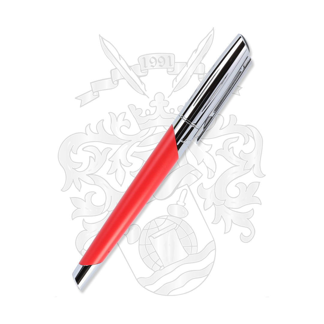 S.T. Dupont Défi Millenium Fountain Pen - Silver &amp; Matte Red