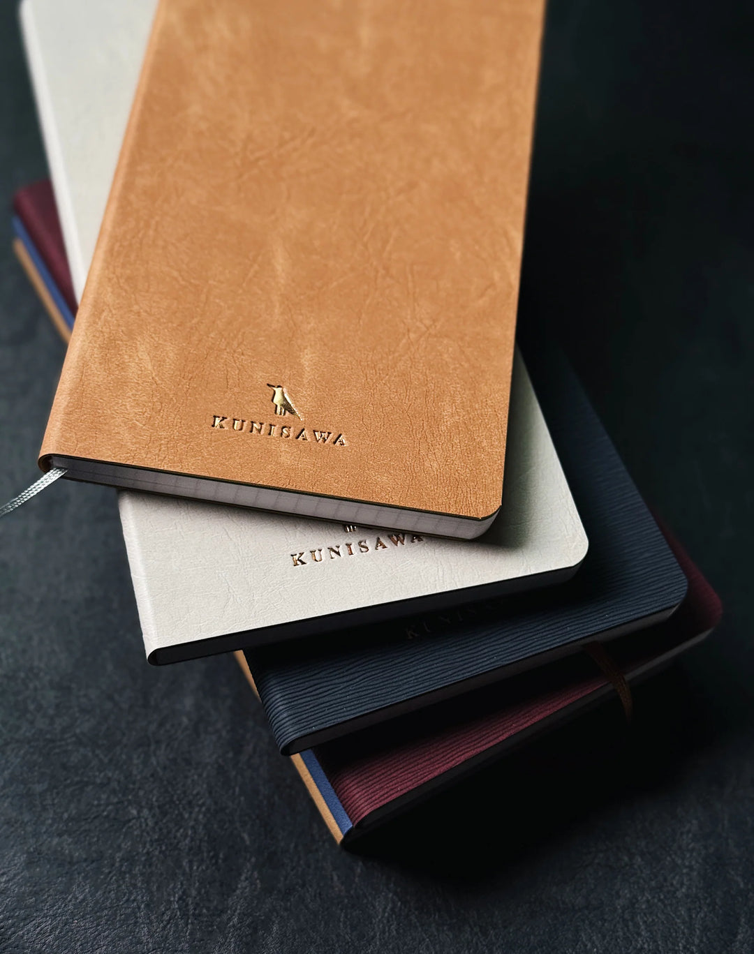 Premium Japanese Flexible Grid Leather Notebook- Camel | KUNISAWA JAPAN