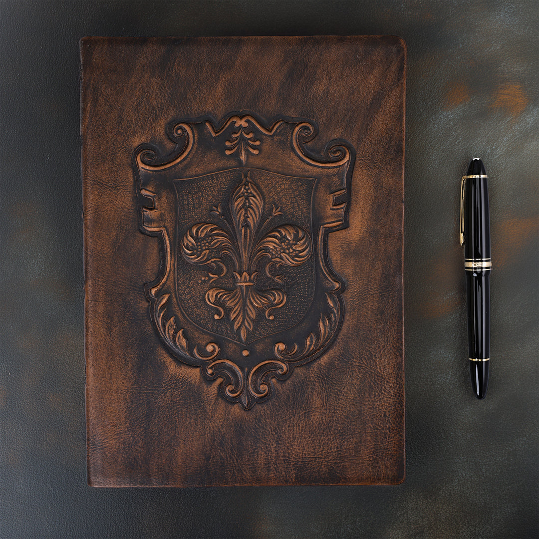 Fleur-de-lys Italian Leather Journal