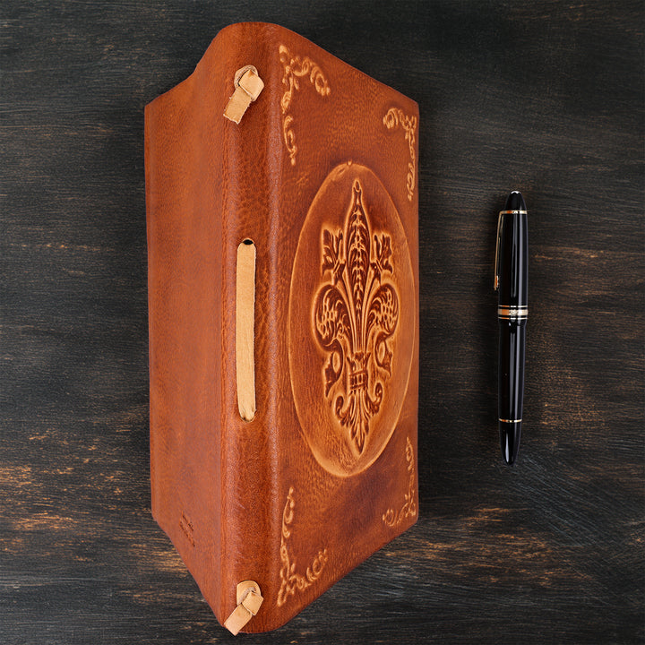Fleur-de-Lys Brown Leather Journal | Fiorentina Italy