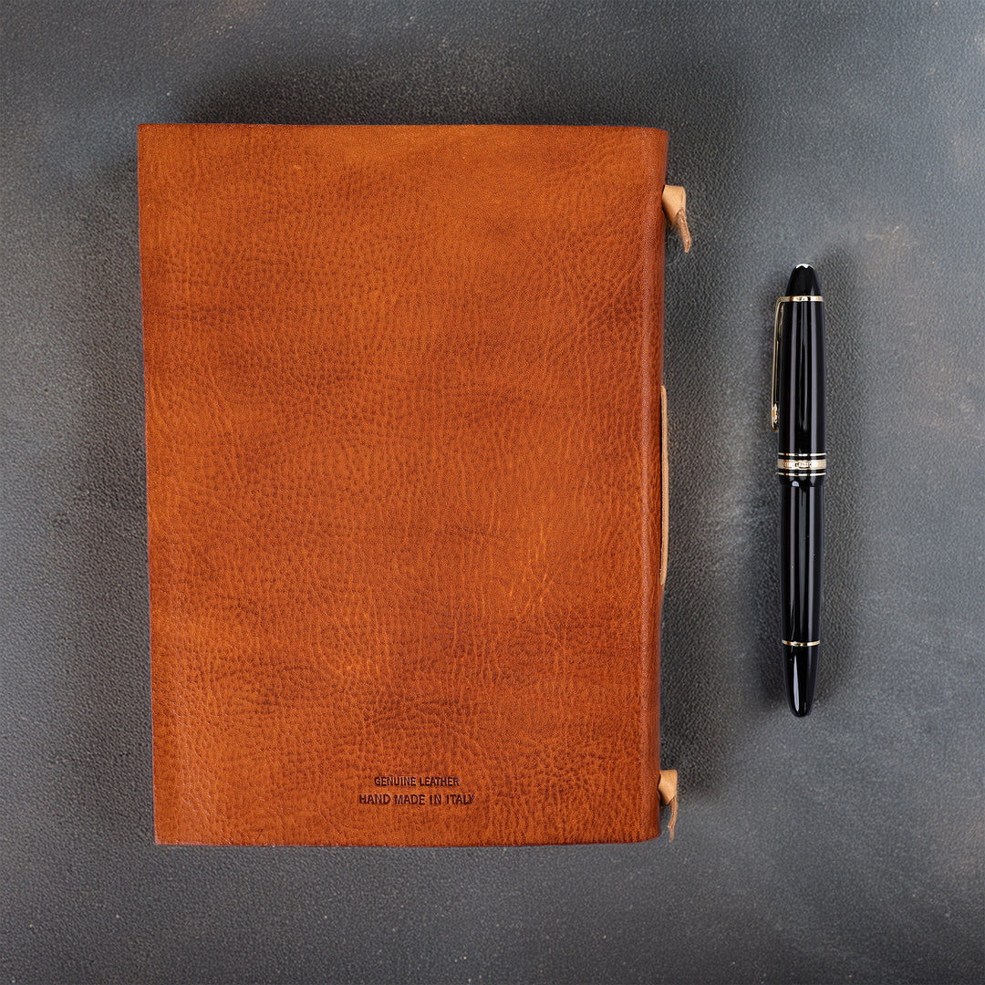 Fleur-de-Lys Brown Leather Journal | Fiorentina Italy