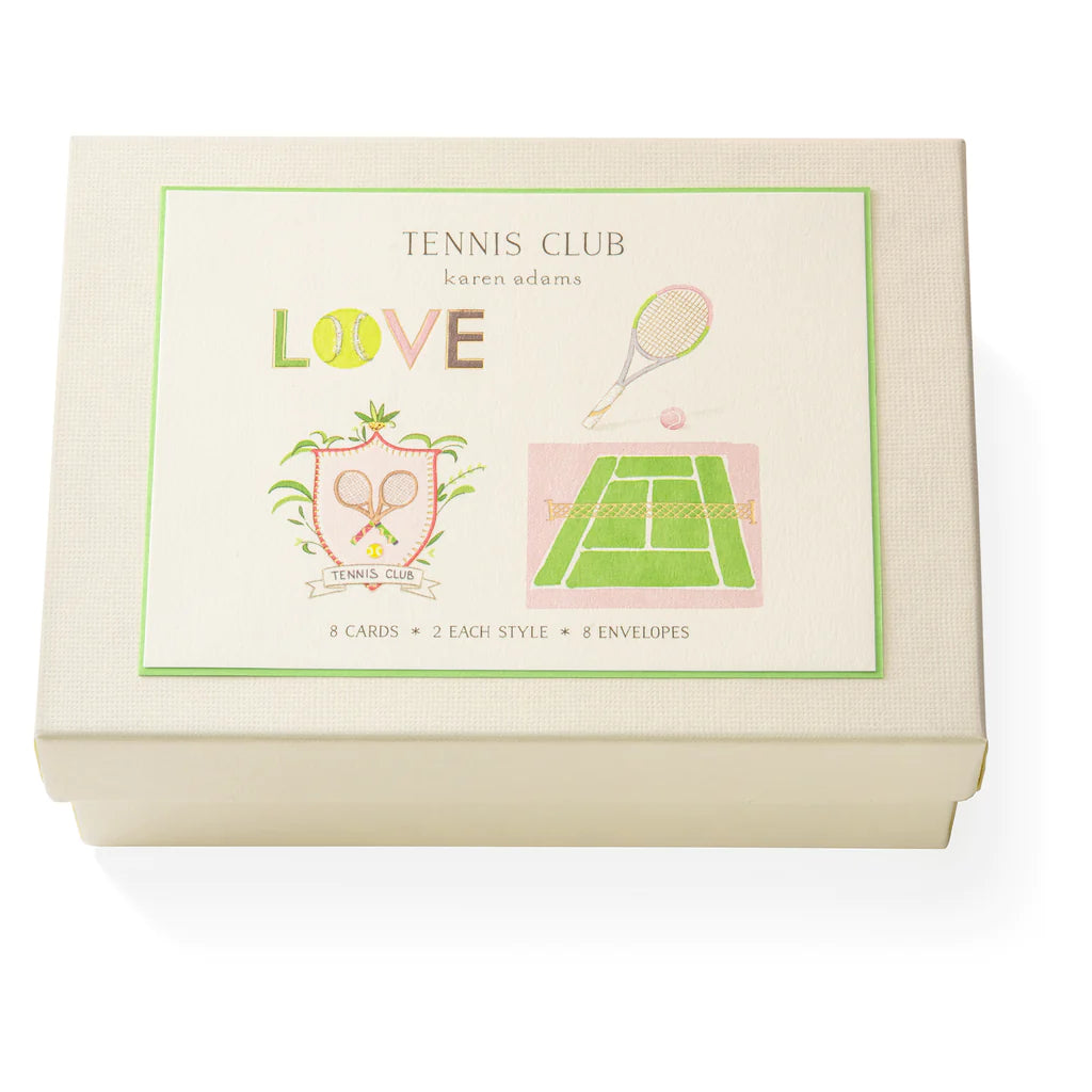 Karen Adams - Tennis Club Notecard Box 5.5" x 4.25" (8ct. Folded Cards &amp; Envelopes)