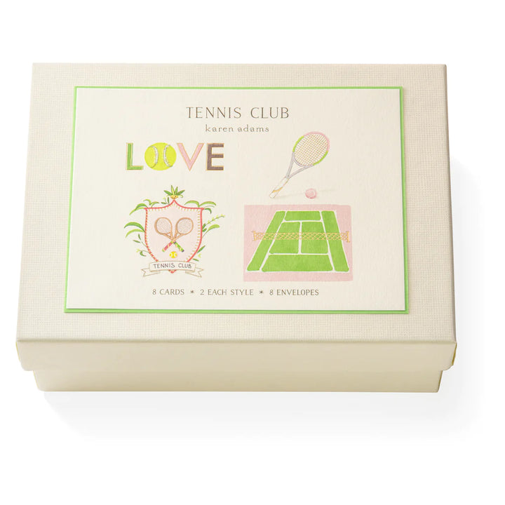 Karen Adams - Tennis Club Notecard Box 5.5" x 4.25" (8ct. Folded Cards &amp; Envelopes)