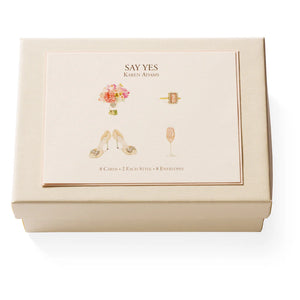 Karen Adams - Say yes Note Card Box  5.5" x 4.25" (8ct. Folded Cards & Envelopes)