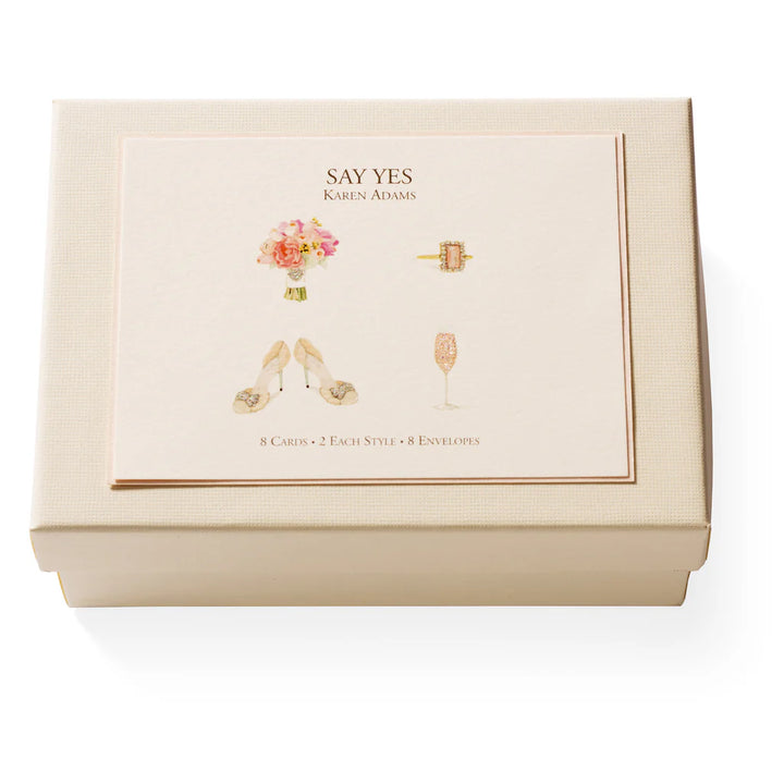 Karen Adams - Say yes Note Card Box  5.5" x 4.25" (8ct. Folded Cards &amp; Envelopes)