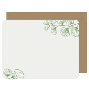 Letterpress Flat Note Card Set - Ginkgo
