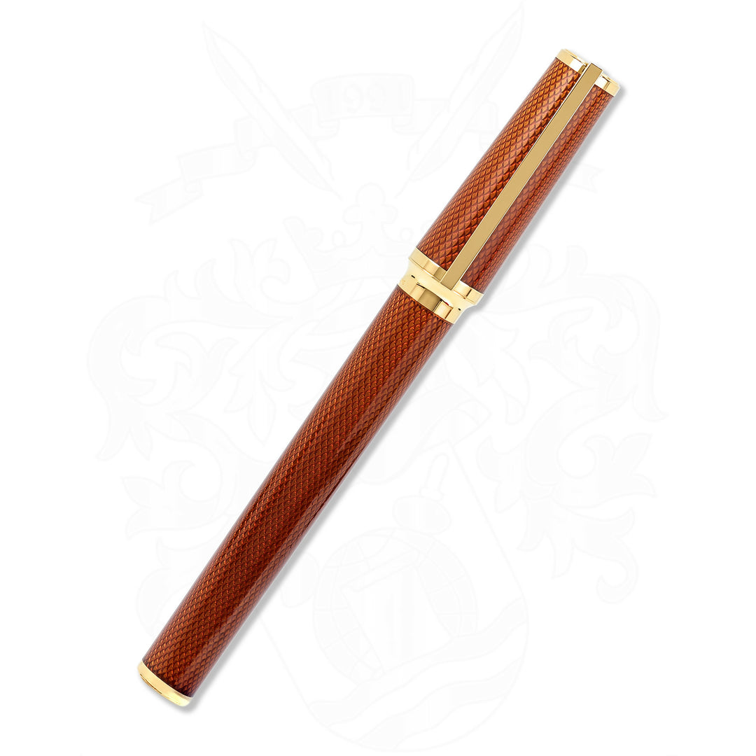 S.T. Dupont Montparnasse Orange / Amber Guilloche Fountain Pen