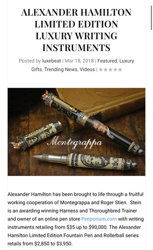 Montegrappa Alexander Hamilton - Limited Edition Rollerball - A tribute to the founding Father
