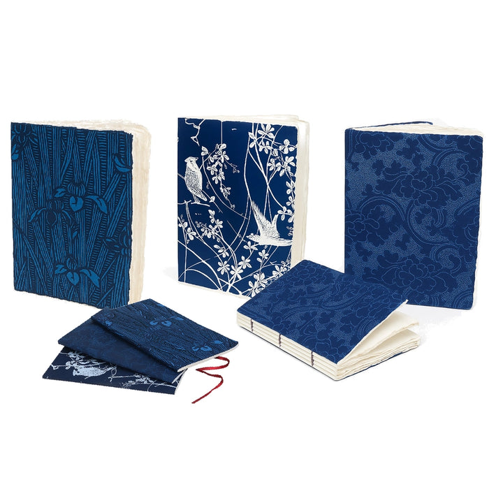 Epigram Indigo Blue A5 Parchment Paper Notebook with Japanese Peony Pattern