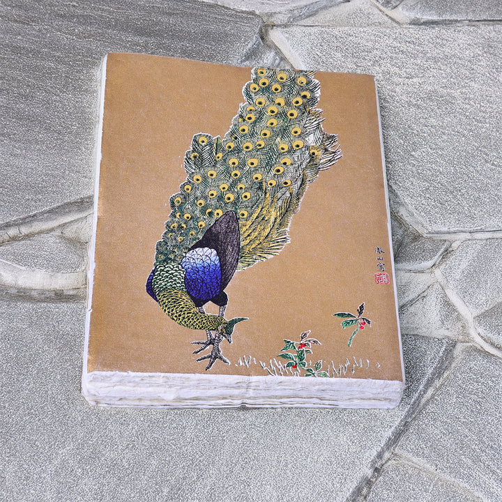 Epigram A6 Parchment Paper Notebook with Gold, Royal Bird, Peacock