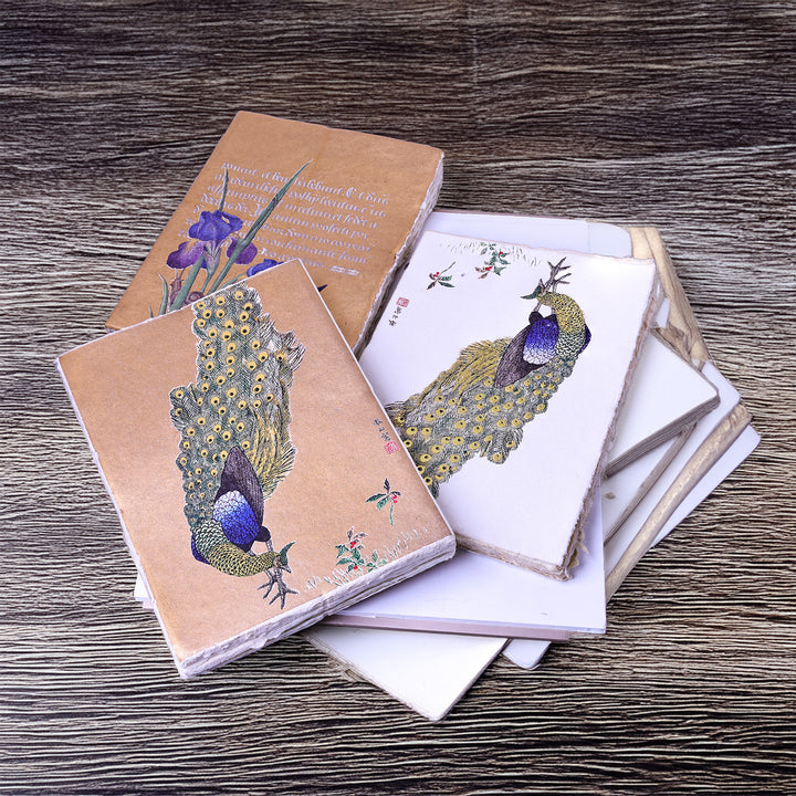 Epigram A6 Parchment Paper Notebook with Gold, Royal Bird, Peacock