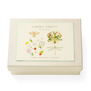 Karen Adams - Garden Variety Note Card Box  5.5" x 4.25" (8ct. Folded Cards & Envelopes)