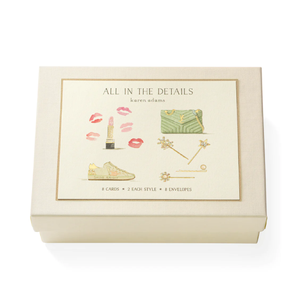 Karen Adams - All In The Details Note Card Box 5.5" x 4.25" (8ct. Folded Cards & Envelopes)