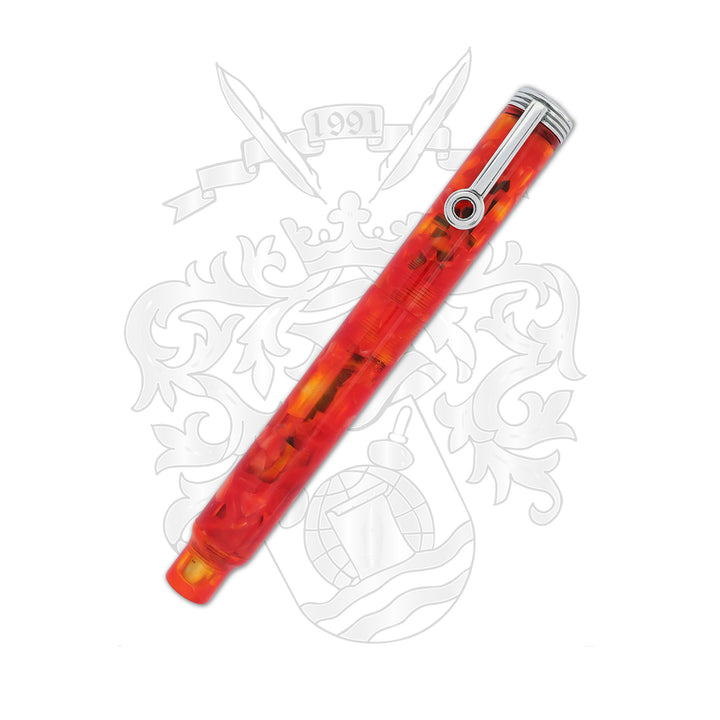 Krone Moderne - Red Marble Fountain Pen 18k