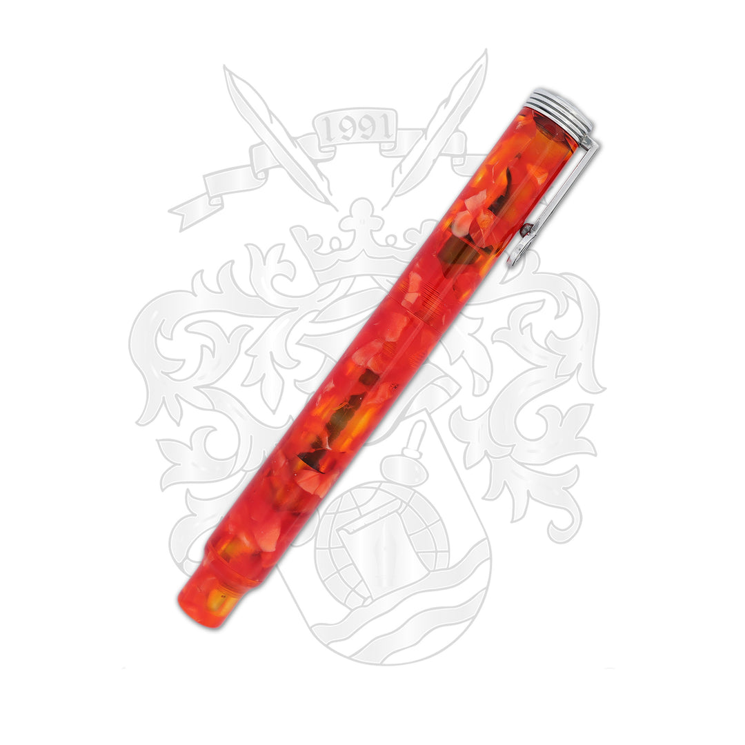 Krone Moderne - Red Marble Fountain Pen 18k