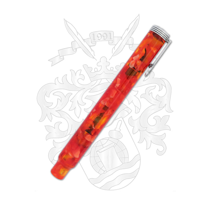 Krone Moderne - Red Marble Fountain Pen 18k