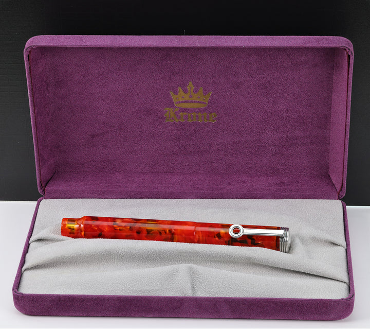 Krone Moderne - Red Marble Fountain Pen 18k