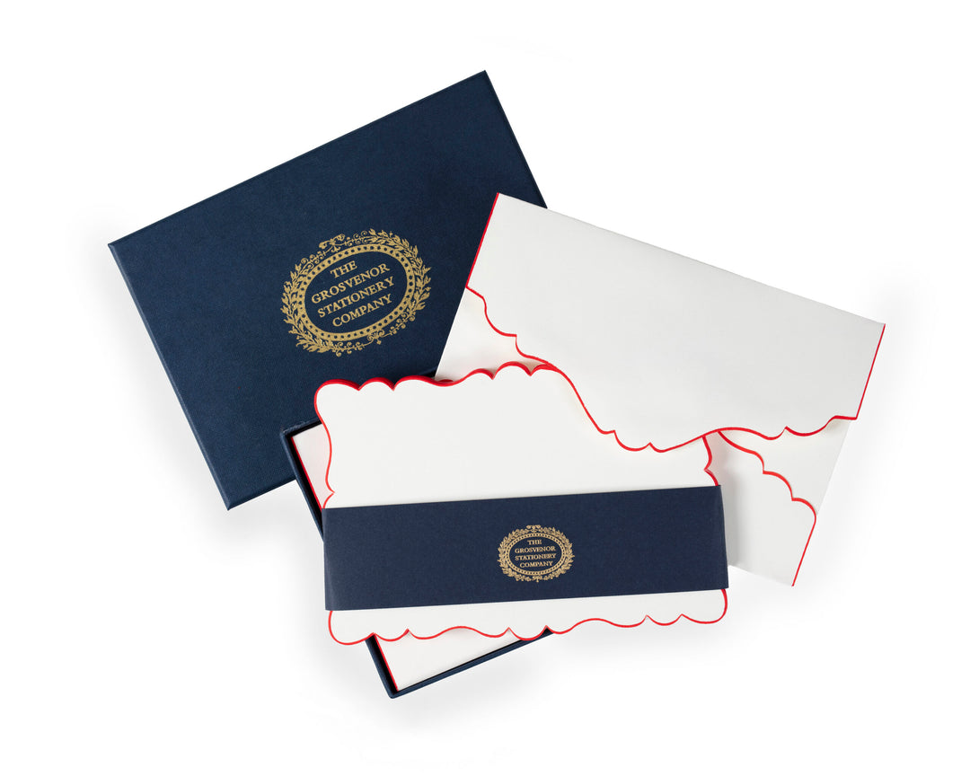 Grosvenor Cards &amp; Envelopes - Ecru Scarlet Red (10ct.)