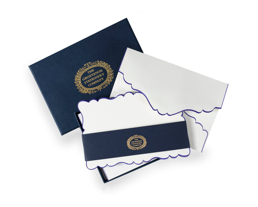 Grosvenor Cards &amp; Envelopes - Ecru Navy Blue (10ct.)