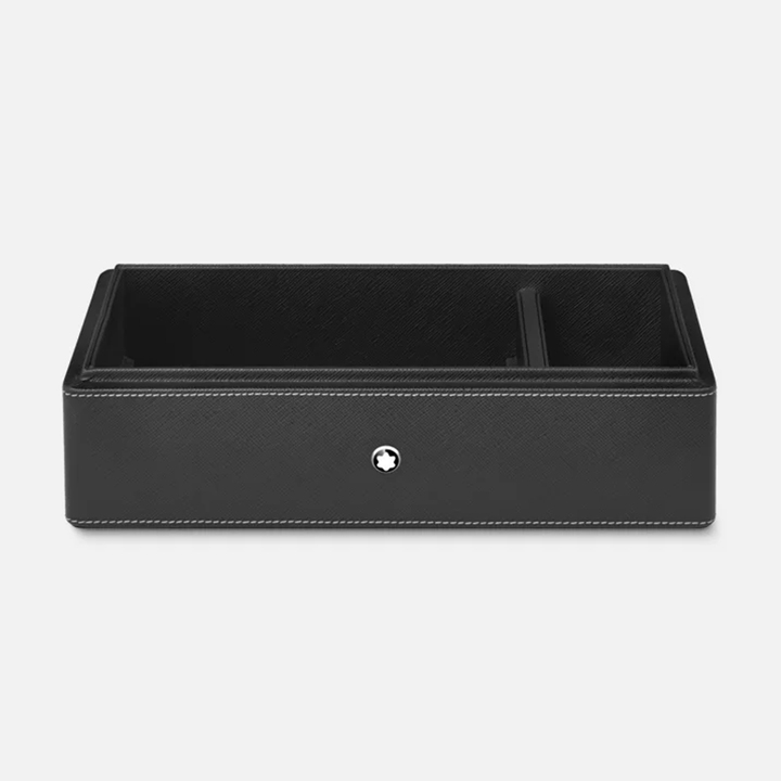 Montblanc Leather Desk Box for 3 Writing Instruments &amp; Ink Bottle - Black
