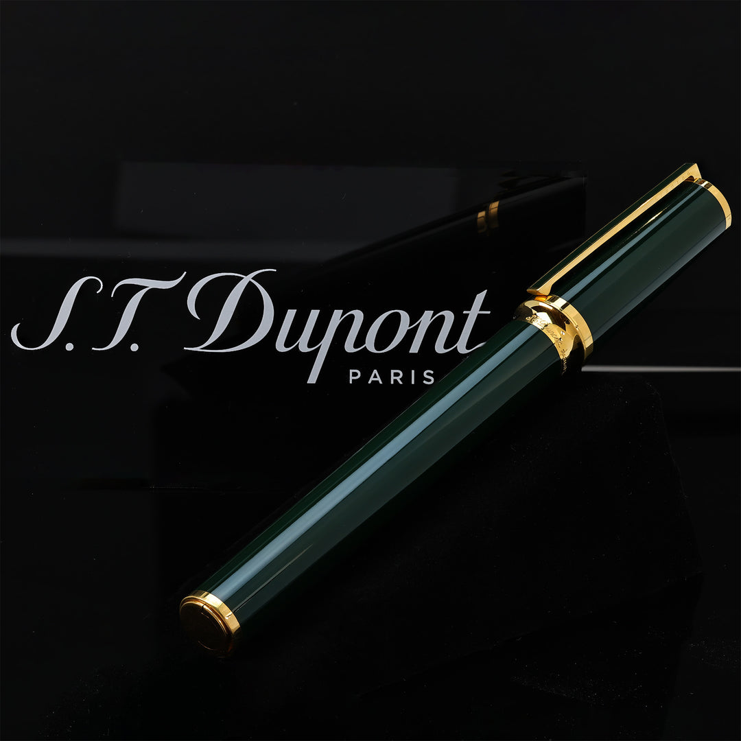 S.T. Dupont Montparnasse Green Lacquer and Gold Fountain Pen