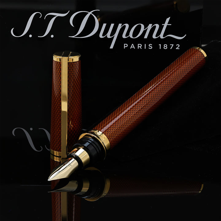 S.T. Dupont Montparnasse Orange / Amber Guilloche Fountain Pen