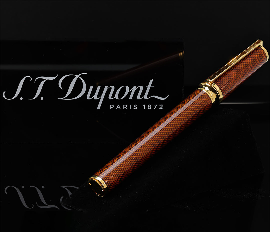 S.T. Dupont Montparnasse Orange / Amber Guilloche Fountain Pen