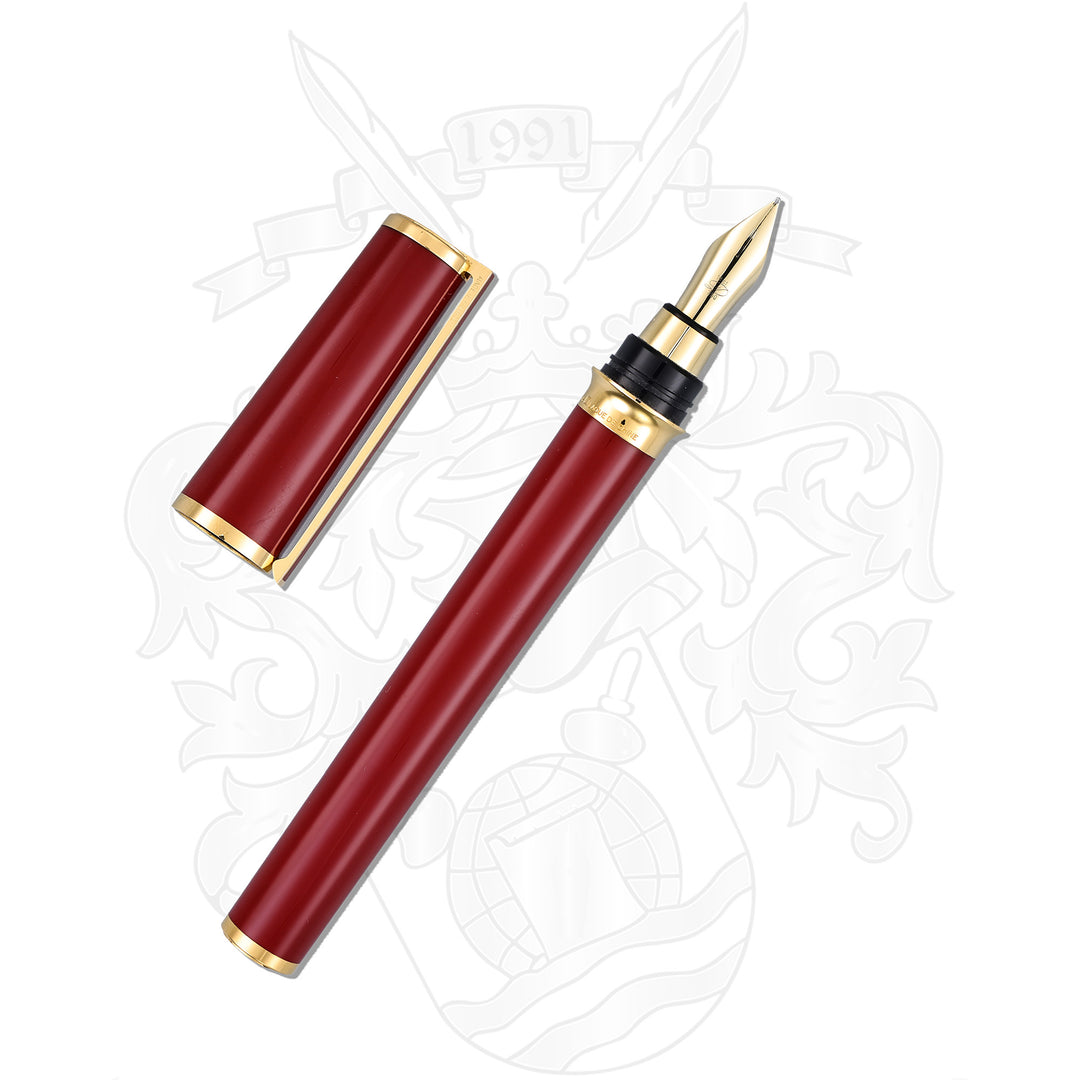 S.T. Dupont Montparnasse Red Lacquer and Gold Fountain Pen