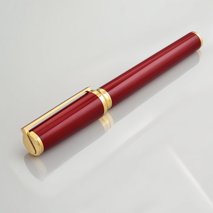 S.T. Dupont Montparnasse Red Lacquer and Gold Fountain Pen