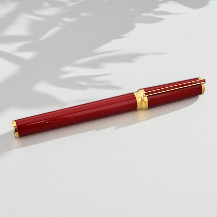 S.T. Dupont Montparnasse Red Lacquer and Gold Fountain Pen
