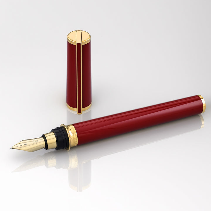 S.T. Dupont Montparnasse Red Lacquer and Gold Fountain Pen