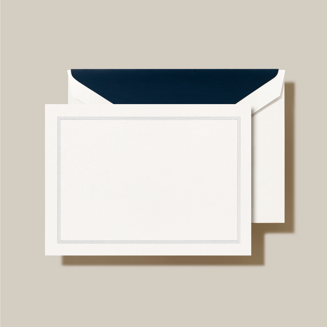 Crane Navy Triple Hairline Framed Note Cards &amp; Envelopes