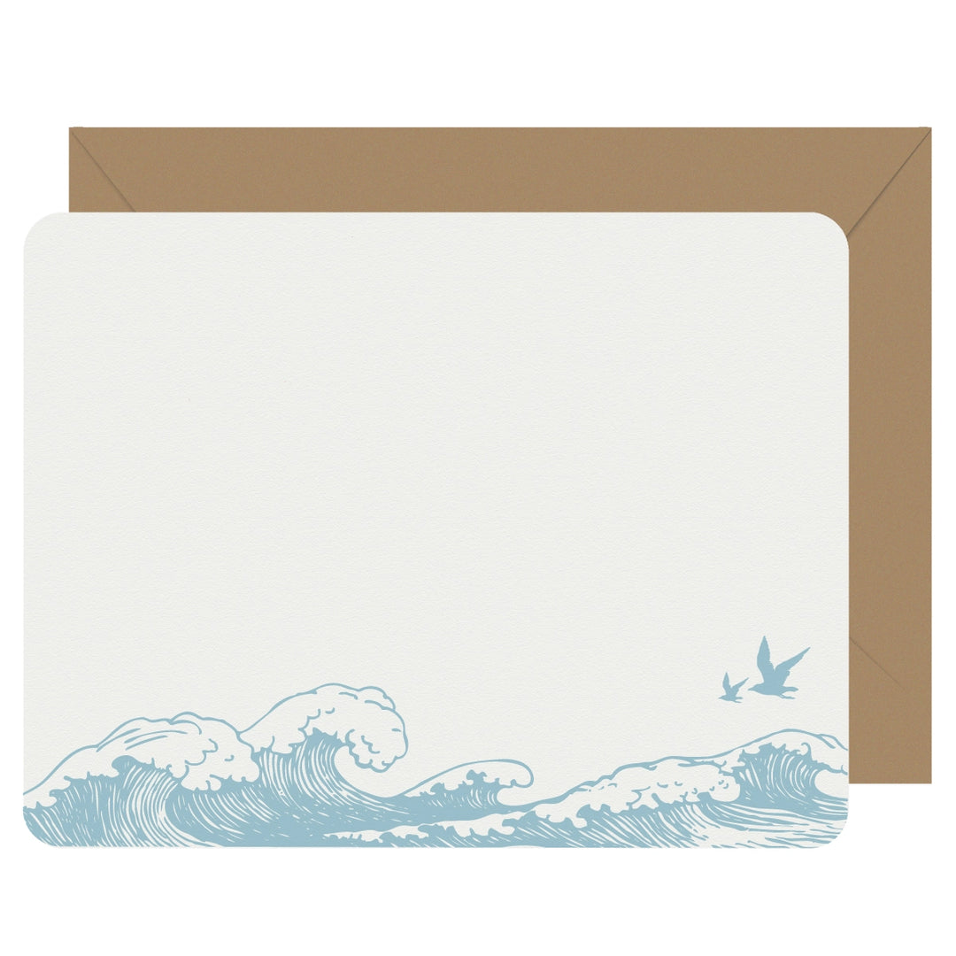 Letterpress Flat Note Card Set - Ocean Breeze