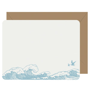 Letterpress Flat Note Card Set - Ocean Breeze