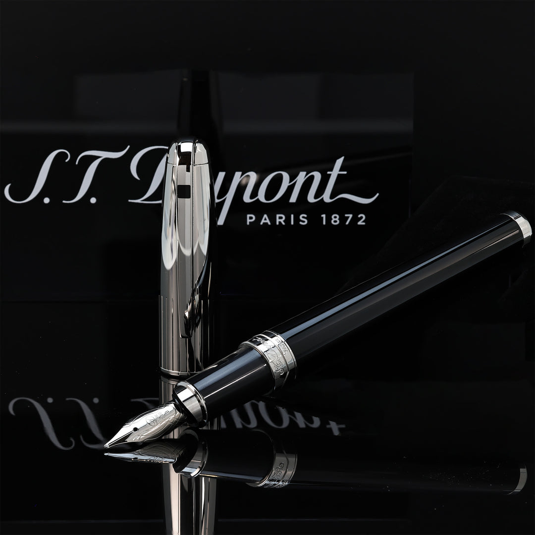 S.T. Dupont Olympio XL Black Lacquer &amp; Palladium Lines FP