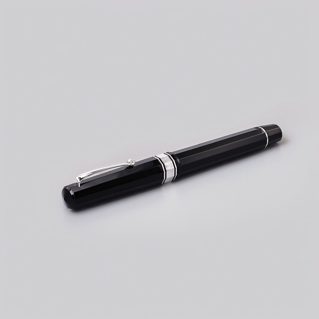 Omas Paragon Black And Silver Fountain Pen