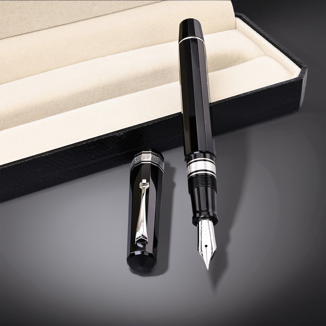 Omas Paragon Black And Silver Fountain Pen