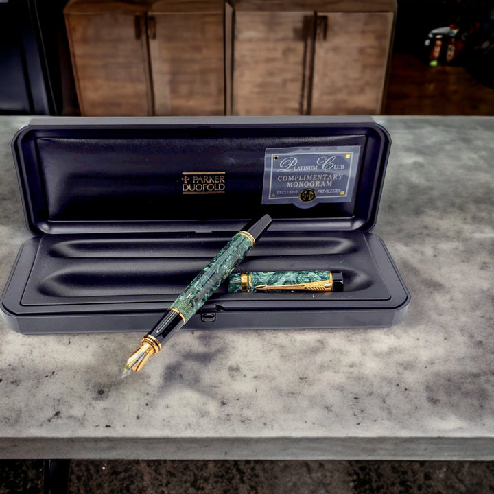 Parker Duofold Centennial Green Marble Fountain Pen