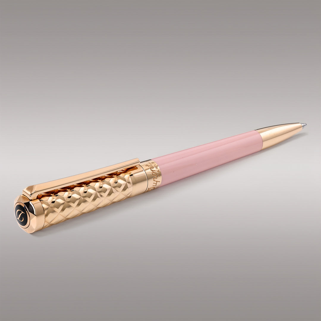 S. T. Dupont Liberté Diamond Engraved Pink and Gold Ballpoint
