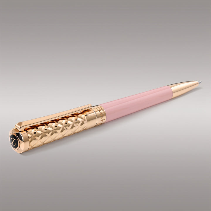 S. T. Dupont Liberté Diamond Engraved Pink and Gold Ballpoint