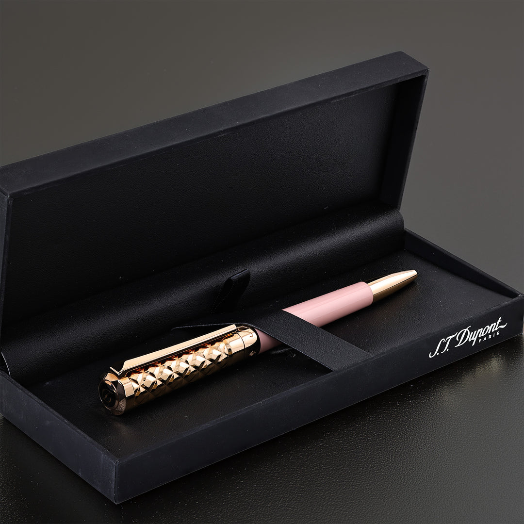 S. T. Dupont Liberté Diamond Engraved Pink and Gold Ballpoint