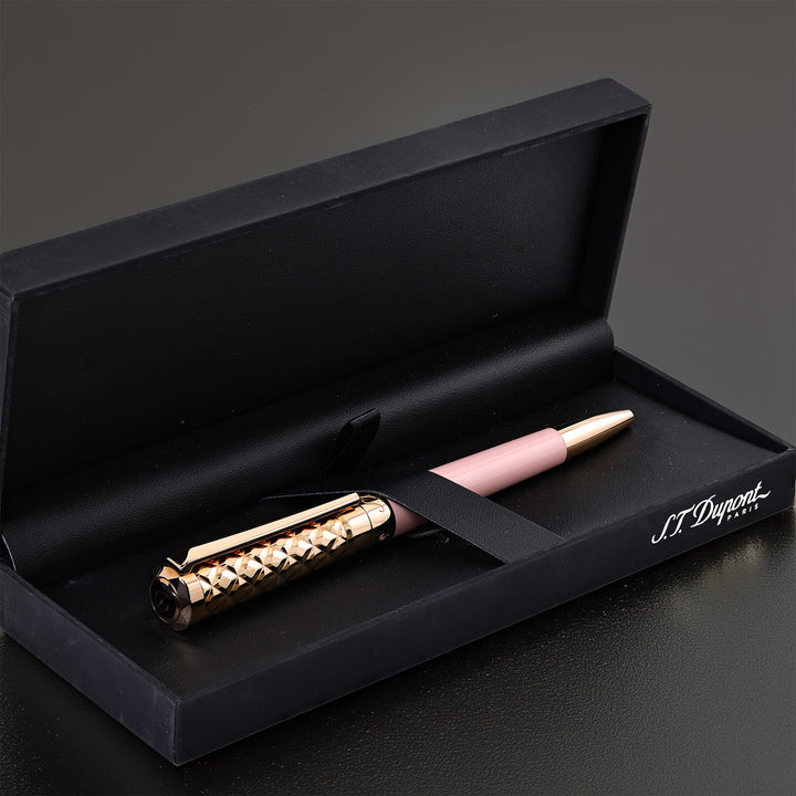 S. T. Dupont Liberté Diamond Engraved Pink and Gold Ballpoint